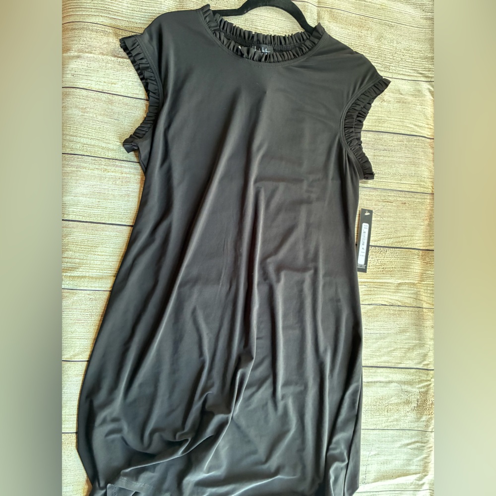 Nicole Miller Black Ruffle Trim Dress size XL